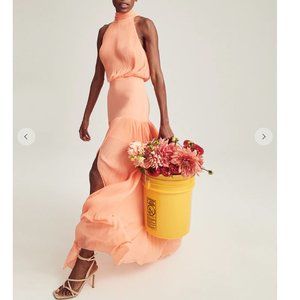 NWOT VERONICA BEARD Lilliana Sleeveless Chiffon Halter Peach Maxi Dress, sz 2-8